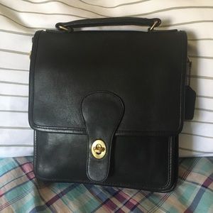 Coach Black Leather Crossbody Bag with Gold Hardware